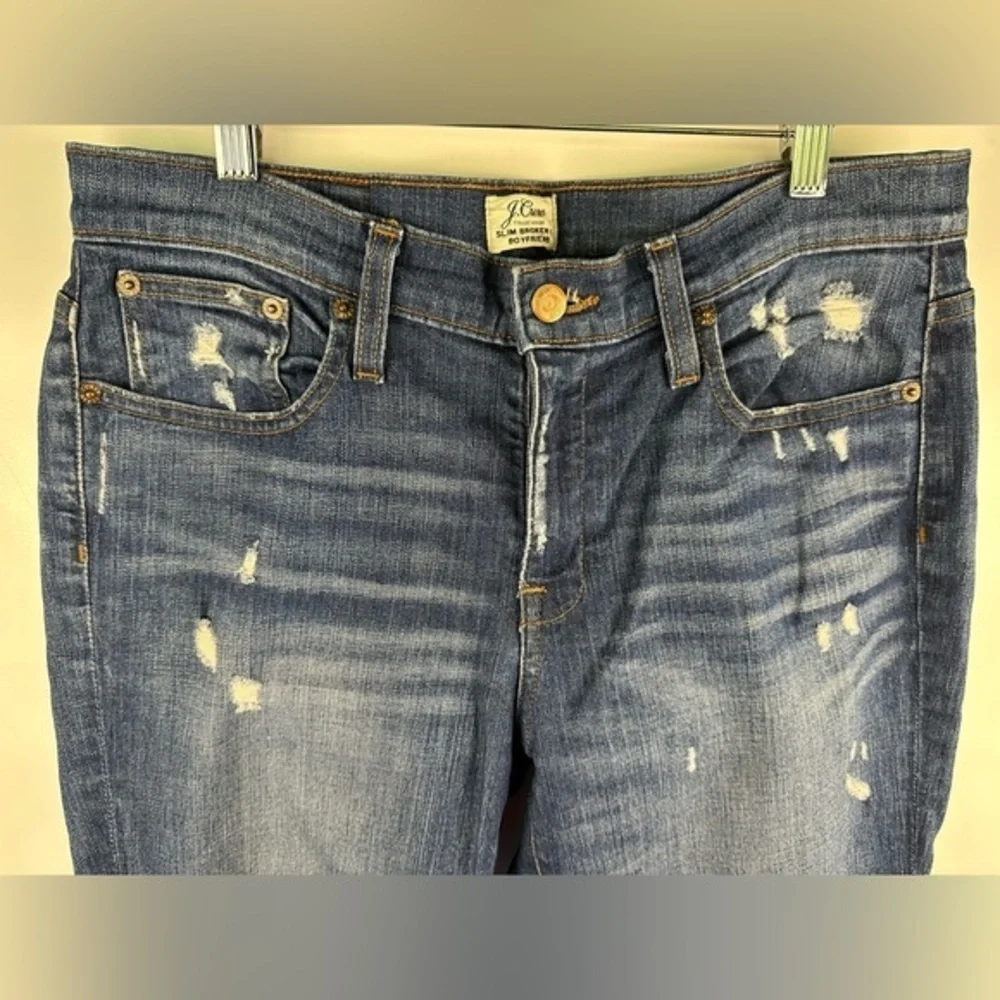 J Crew Slim Broken-in Boyfriend Jeans Size 28 Distressed K8462 Blue Size 28‎